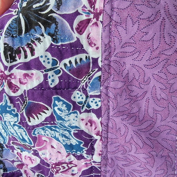 Handmade purple and white butterfly patchwork lap quilt - Picture 10 of 10